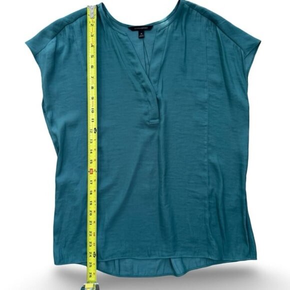 Banana Republic Blue/Teal Cap Sleeve Blouse with Mandarin Collar size M - Picture 5 of 6